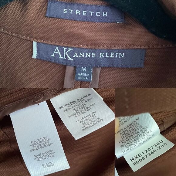 ANNE KLEIN Brown Cotton Stretch Button Front Jacket With Wide Sleeves M - Picture 8 of 8